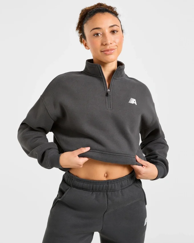Retro Athletics Oversized-tröja med 1/4 dragkedja
