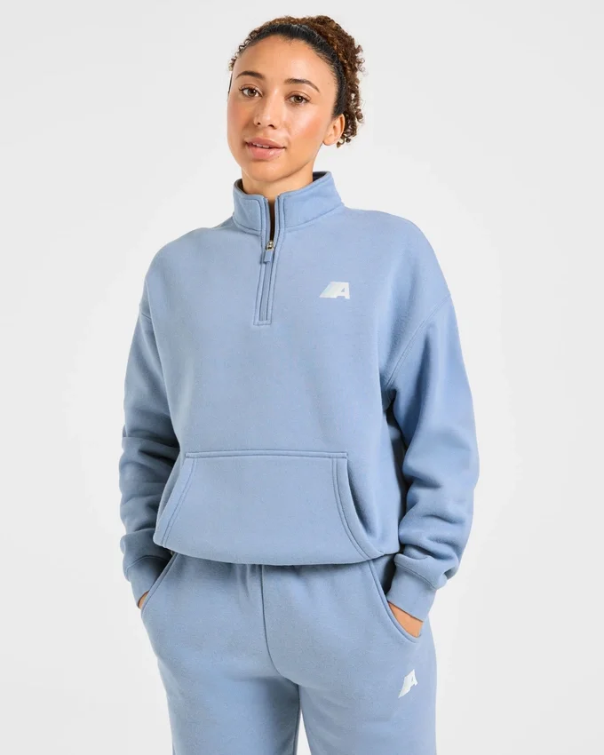 Retro Athletics Oversized-tröja med 1/4 dragkedja