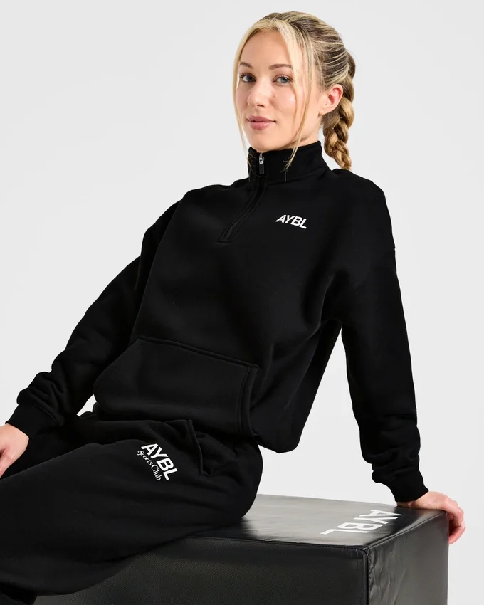 Sports Club Oversized-tröja med 1/4-dragkedja