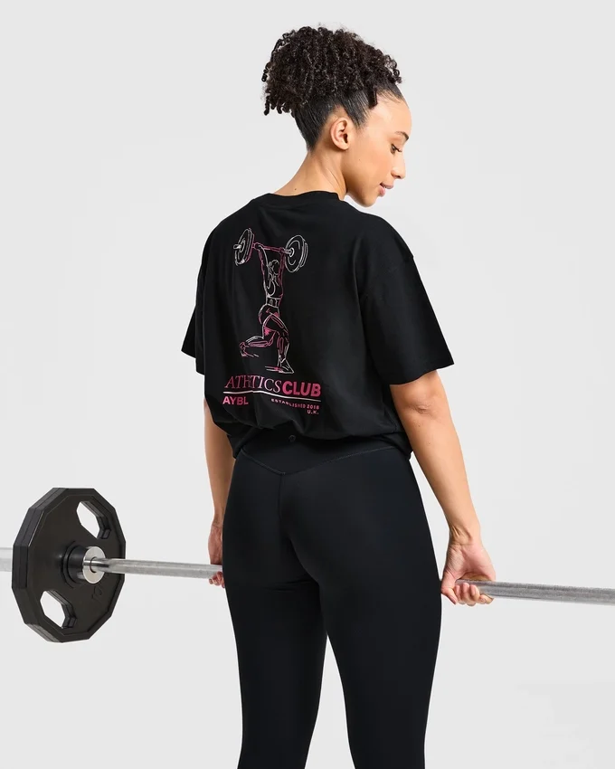 T-shirt med illustration av styrkelyft