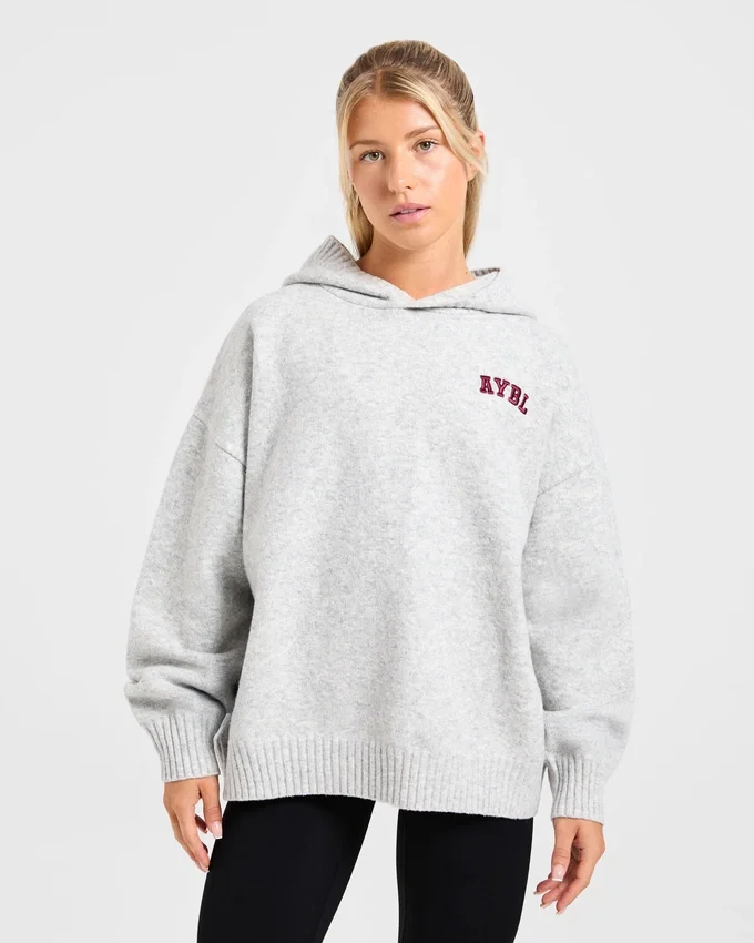 Varsity Minimal Logo Oversized stickad hoodie