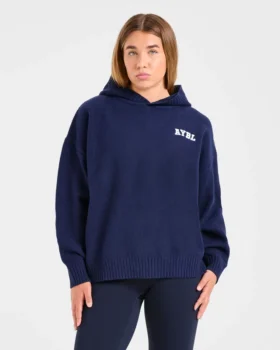 Varsity Minimal Logo Oversized stickad hoodie