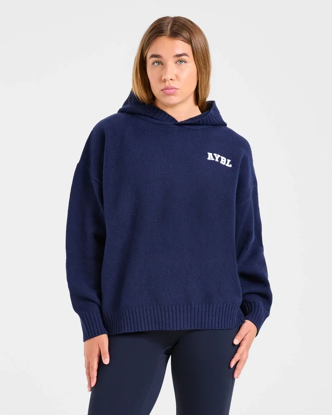 Varsity Minimal Logo Oversized stickad hoodie