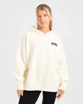 Varsity Minimal Logo Oversized stickad hoodie