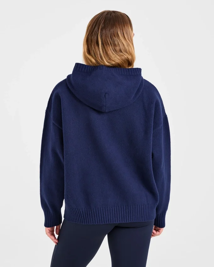 Varsity Minimal Logo Oversized stickad hoodie