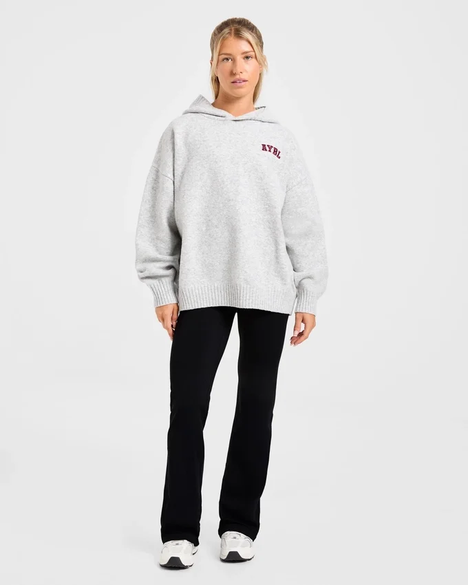 Varsity Minimal Logo Oversized stickad hoodie