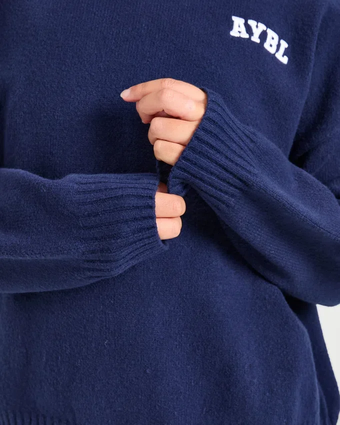 Varsity Minimal Logo Oversized stickad hoodie