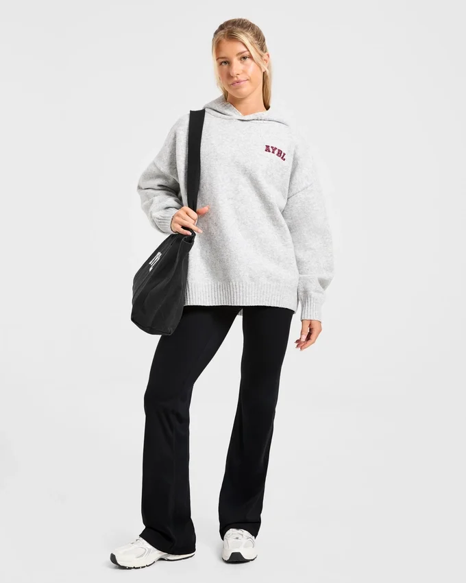 Varsity Minimal Logo Oversized stickad hoodie