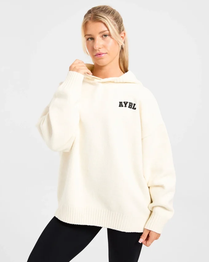 Varsity Minimal Logo Oversized stickad hoodie