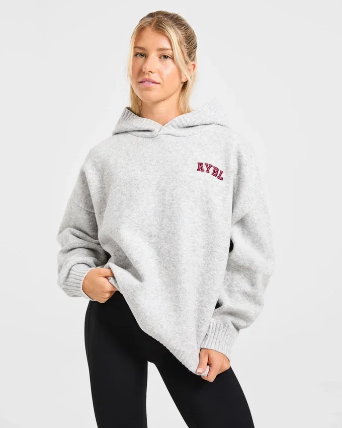 Varsity Minimal Logo Oversized stickad hoodie