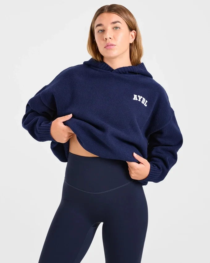 Varsity Minimal Logo Oversized stickad hoodie