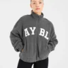 Varsity Oversized fleecejacka med dragkedja