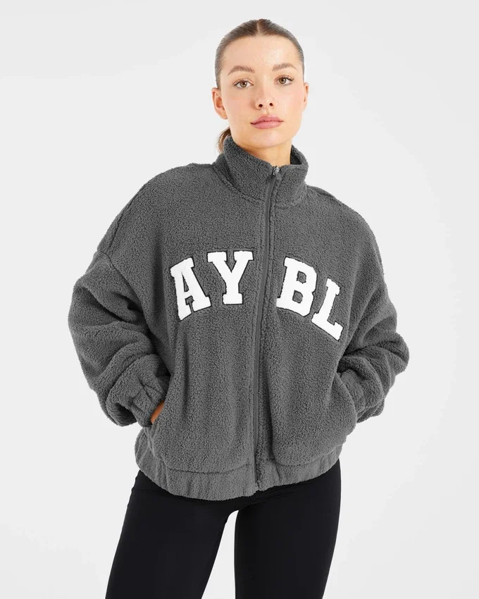 Varsity Oversized fleecejacka med dragkedja