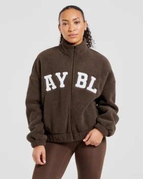 Varsity Oversized fleecejacka med dragkedja