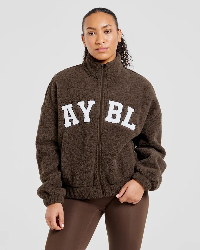 Varsity Oversized fleecejacka med dragkedja