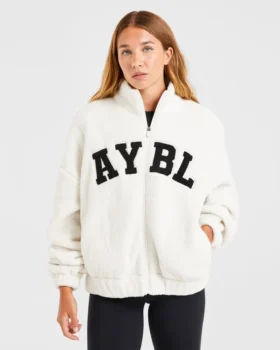 Varsity Oversized fleecejacka med dragkedja