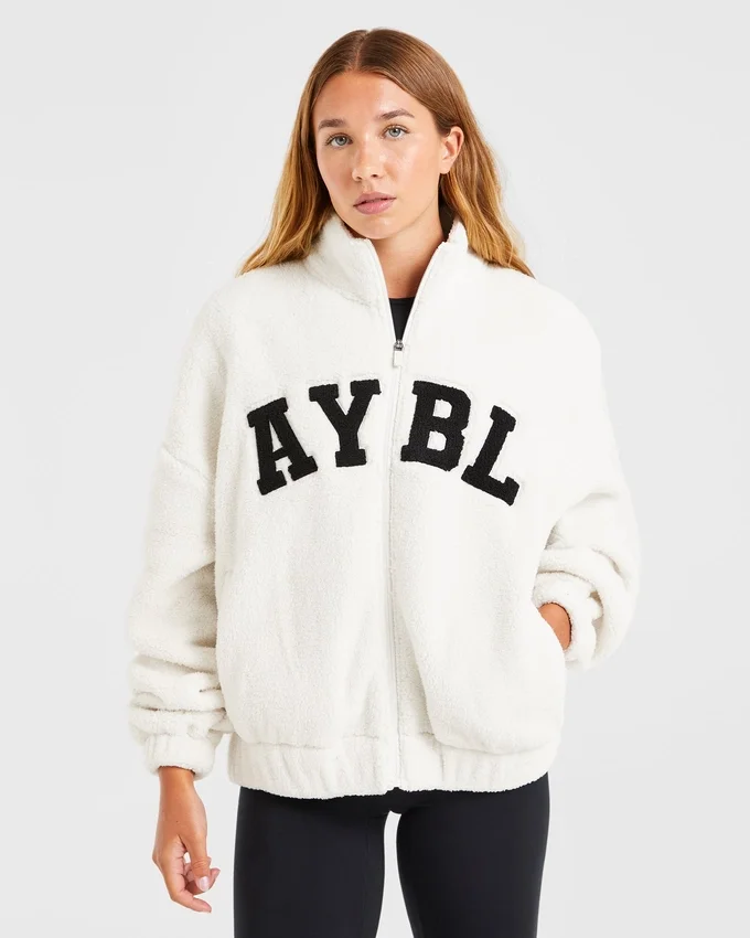Varsity Oversized fleecejacka med dragkedja