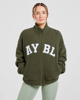 Varsity Oversized fleecejacka med dragkedja