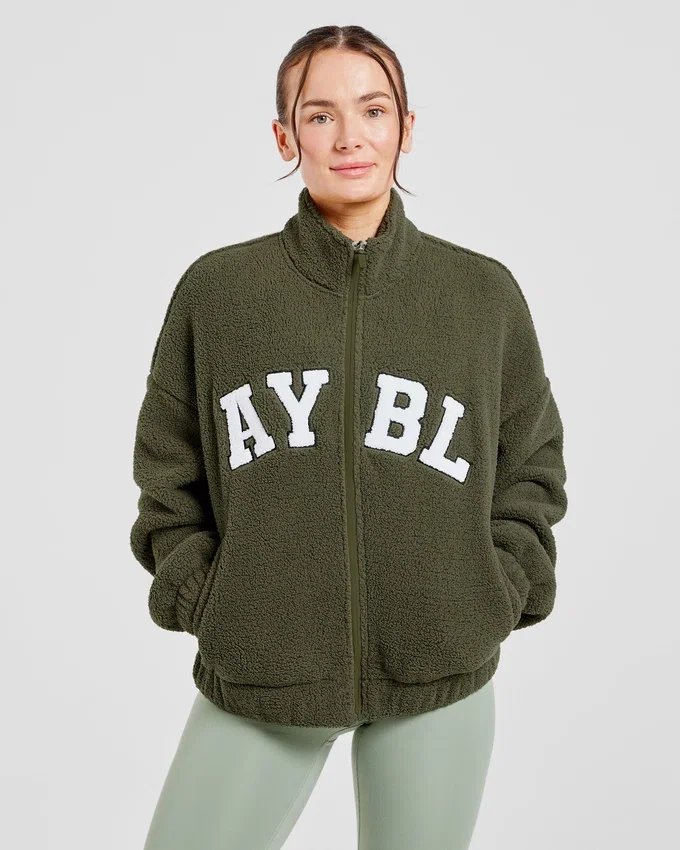Varsity Oversized fleecejacka med dragkedja