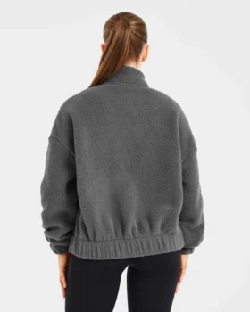 Varsity Oversized fleecejacka med dragkedja