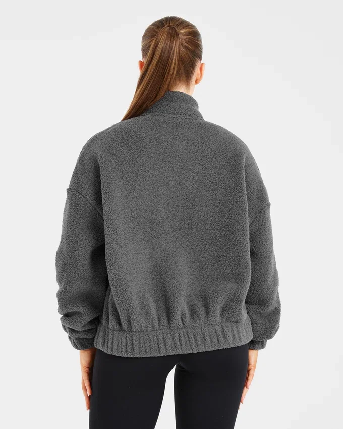 Varsity Oversized fleecejacka med dragkedja