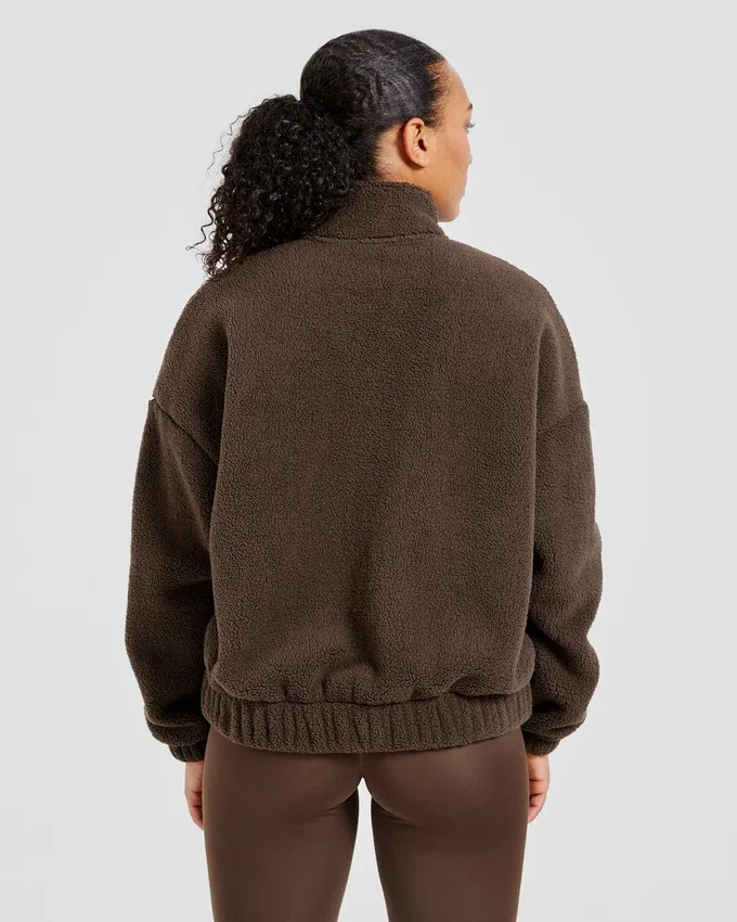 Varsity Oversized fleecejacka med dragkedja
