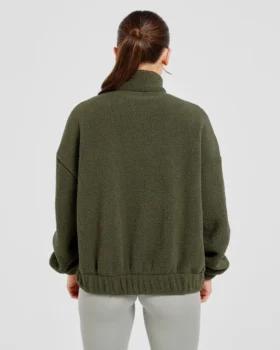 Varsity Oversized fleecejacka med dragkedja