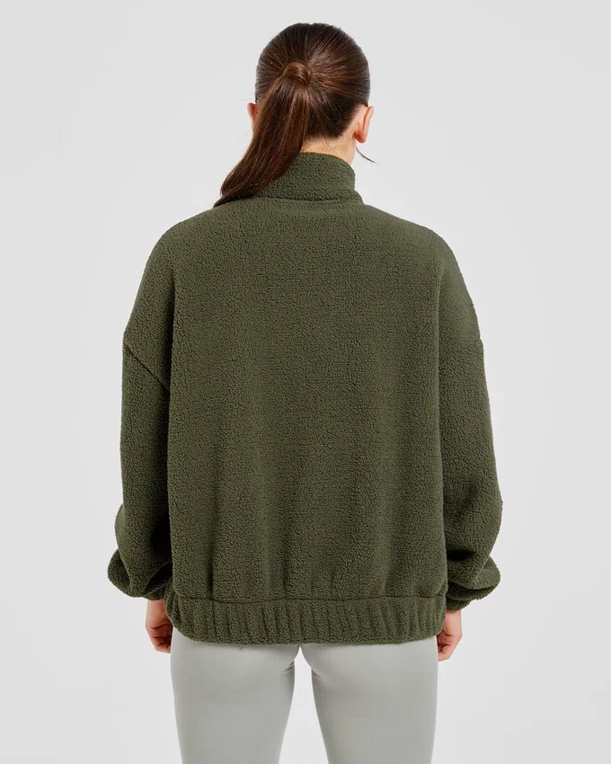Varsity Oversized fleecejacka med dragkedja