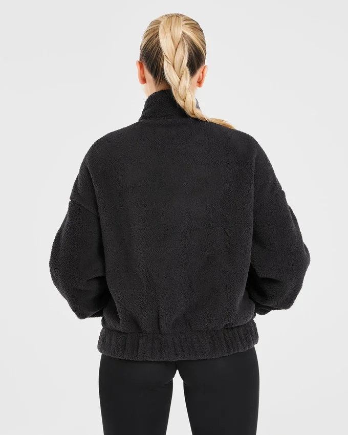 Varsity Oversized fleecejacka med dragkedja