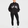 Varsity Oversized fleecejacka med dragkedja