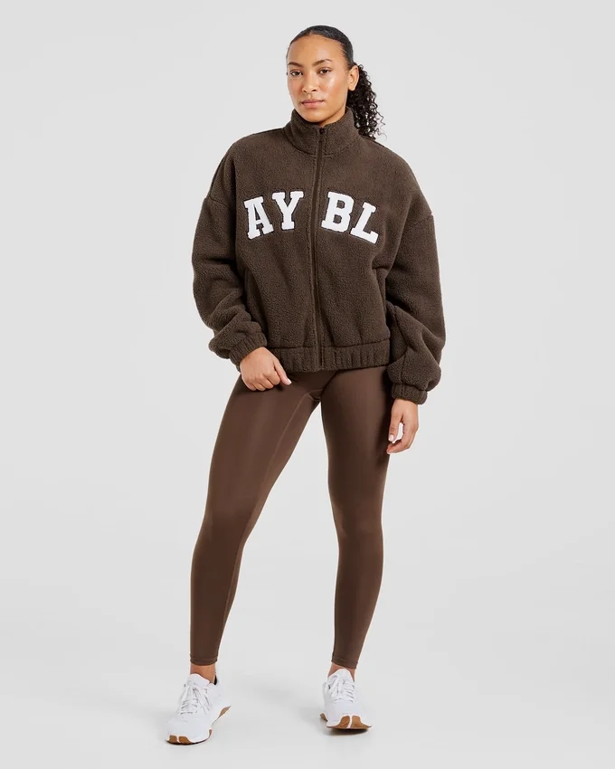Varsity Oversized fleecejacka med dragkedja