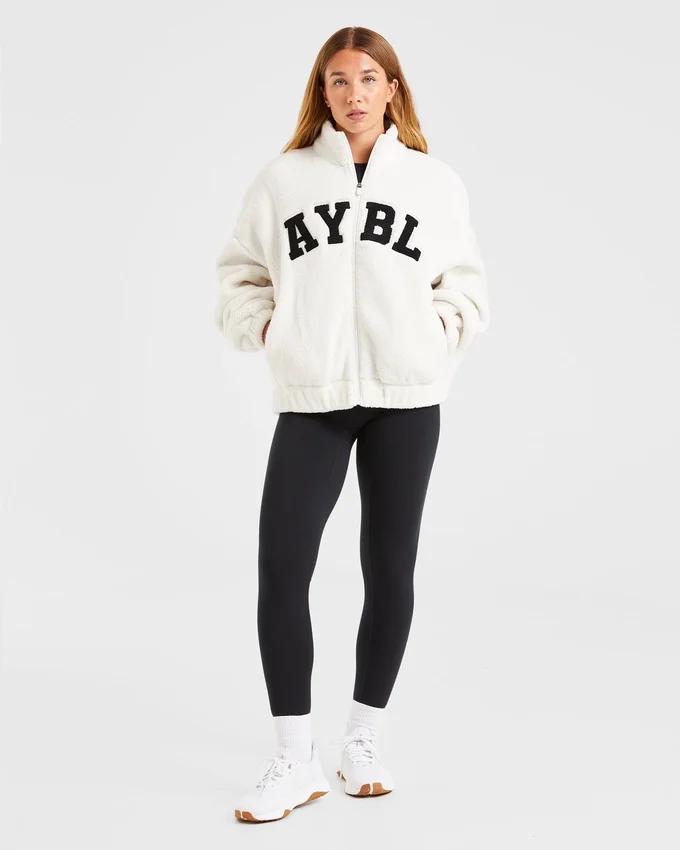 Varsity Oversized fleecejacka med dragkedja