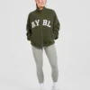 Varsity Oversized fleecejacka med dragkedja