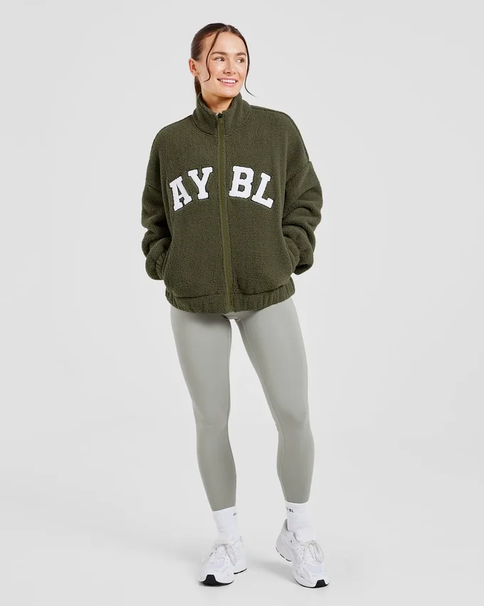 Varsity Oversized fleecejacka med dragkedja