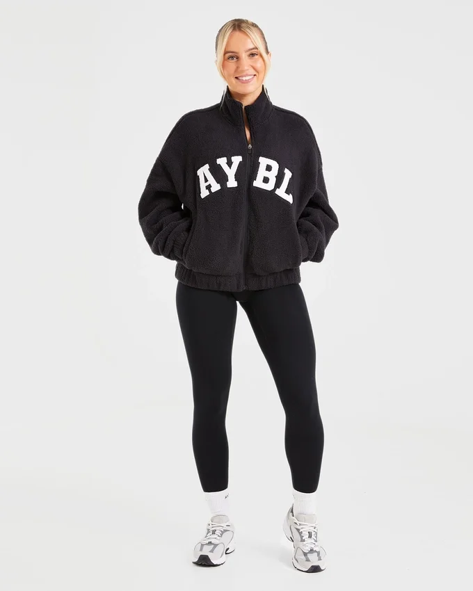 Varsity Oversized fleecejacka med dragkedja