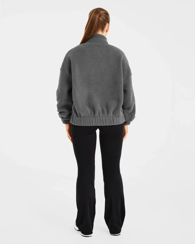 Varsity Oversized fleecejacka med dragkedja