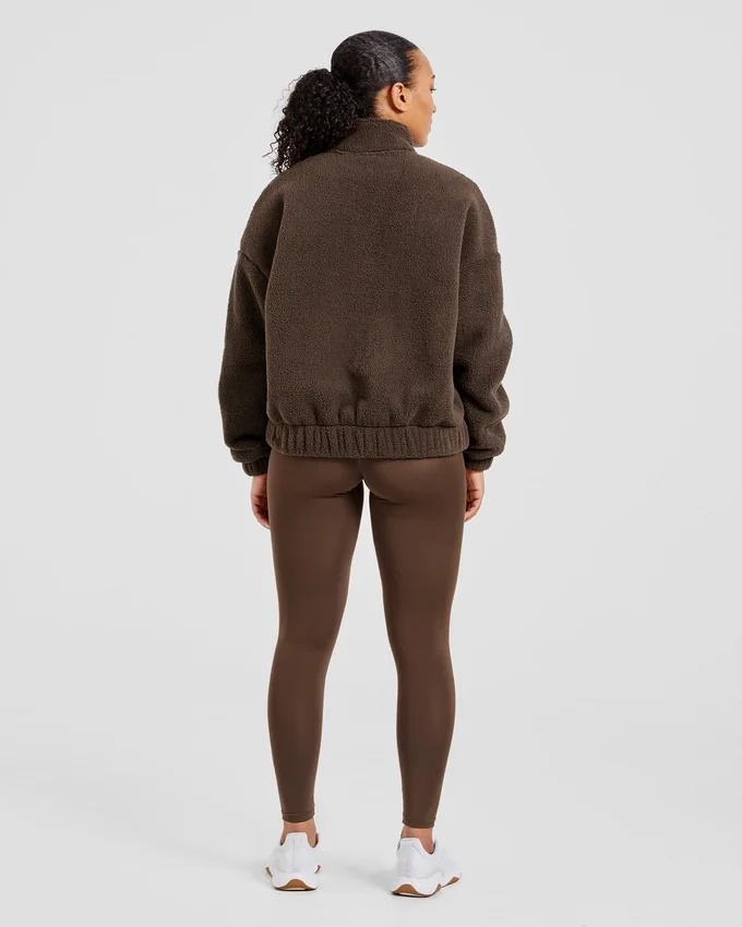 Varsity Oversized fleecejacka med dragkedja