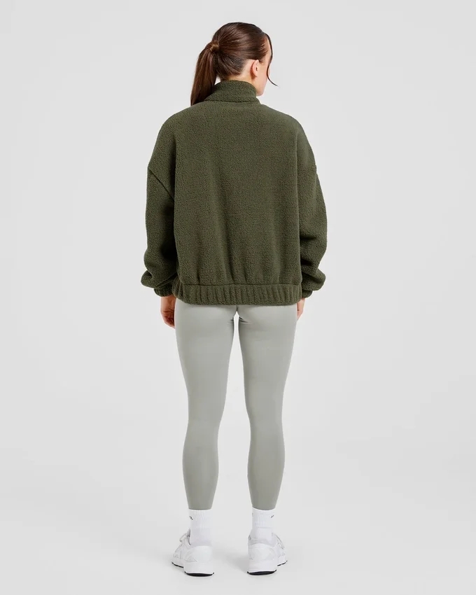 Varsity Oversized fleecejacka med dragkedja