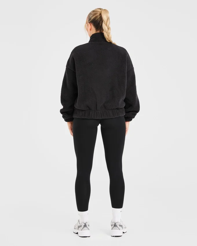 Varsity Oversized fleecejacka med dragkedja