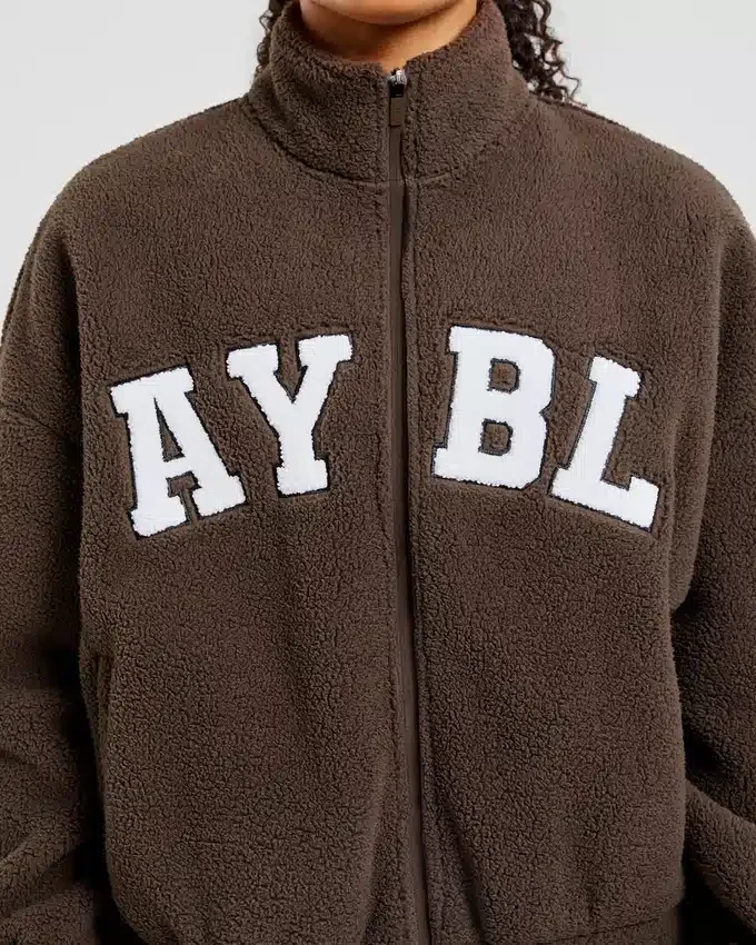 Varsity Oversized fleecejacka med dragkedja