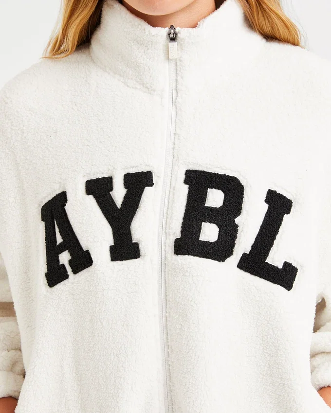 Varsity Oversized fleecejacka med dragkedja