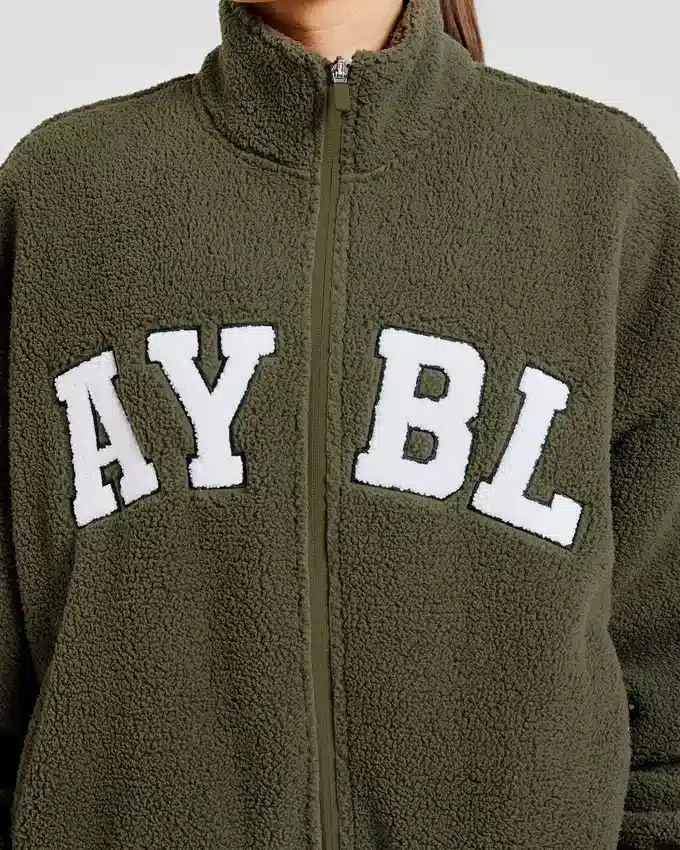 Varsity Oversized fleecejacka med dragkedja