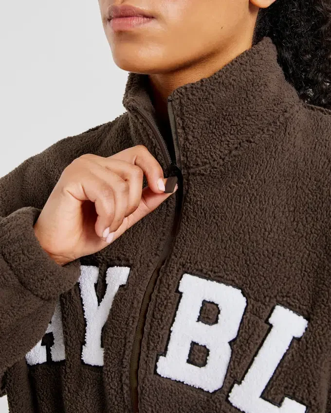 Varsity Oversized fleecejacka med dragkedja