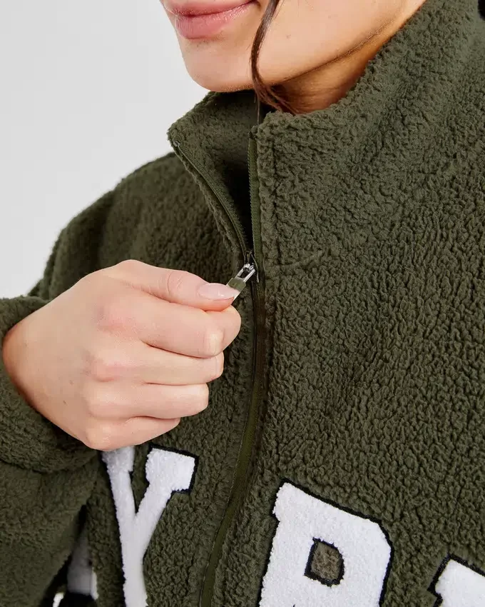 Varsity Oversized fleecejacka med dragkedja