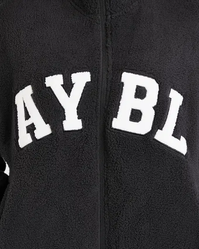 Varsity Oversized fleecejacka med dragkedja