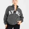 Varsity Oversized fleecejacka med dragkedja