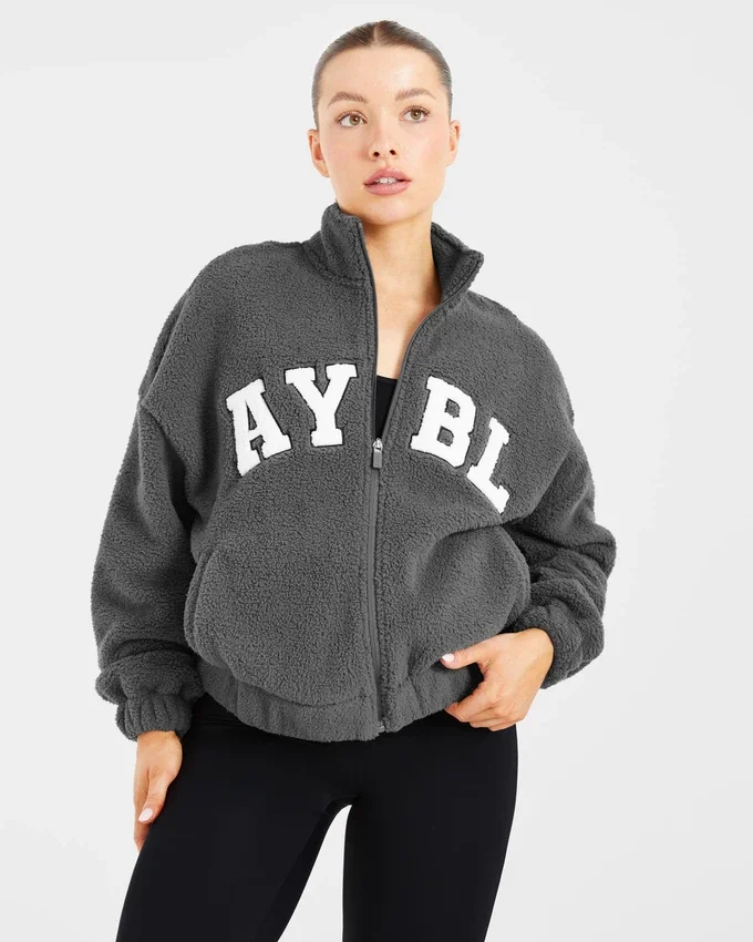 Varsity Oversized fleecejacka med dragkedja