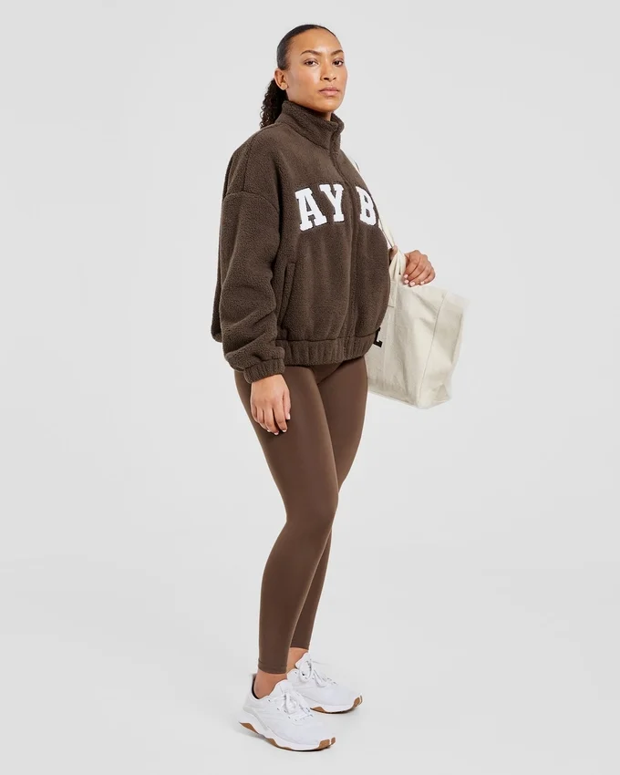 Varsity Oversized fleecejacka med dragkedja