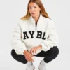 Varsity Oversized fleecejacka med dragkedja
