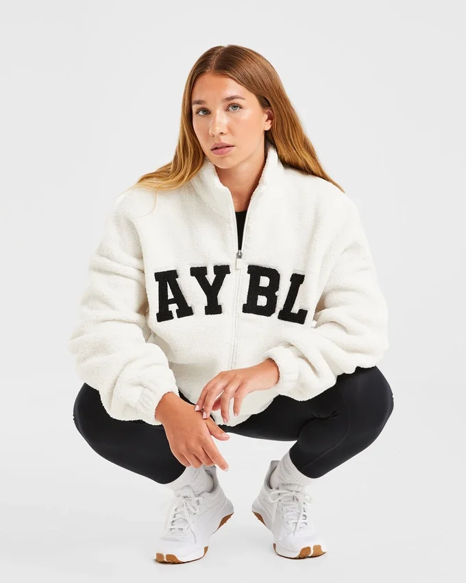Varsity Oversized fleecejacka med dragkedja